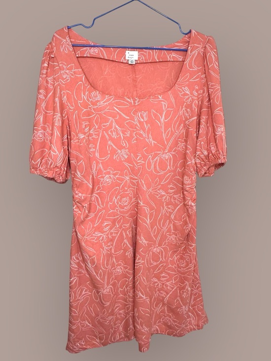 🌻 A New Day Pink Floral Puff Sleeve Square Neck Dress #584 - Picture 10 of 13